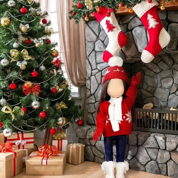 Christmas 18 Inch Doll Clothes and Accessories Winter Doll Outfits Set Sweaters Trousers Hats Shoes for 18 Inch Doll Gifts(WITHOUT DOLL)
