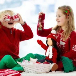 Christmas 18 Inch Doll Clothes and Accessories Winter Doll Outfits Set Sweaters Trousers Hats Shoes for 18 Inch Doll Gifts(WITHOUT DOLL)