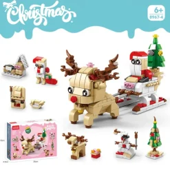 Christmas Building Blocks Sets Building Brickheadz Kit Santa/Reindeer/Snowman/Gingerbread Man Blocks Bricks Set Christmas Decorations and Gifts for Kids Boys Girls Adult