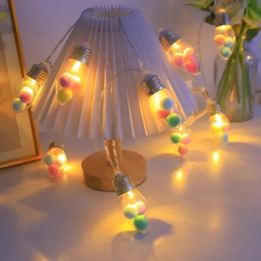 Christmas Bulb Fairy String Lights Christmas Tree Snowflake Rose Fairy Lights 1.5m 10LEDs Battery Powered Home Indoor Outdoor Decor New Year Party Xmas Tree Decoration Garland Lights