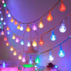 Christmas Crystal Ball Bubble Fairy String Lights 5m 50LEDs Battery Powered Garland Lights Christmas Tree New Year Party Home Garden Balcony Pendant Outdoor Camping Wedding Holiday Decoration