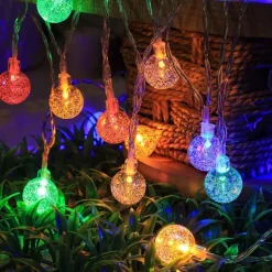 Christmas Crystal Ball Bubble Fairy String Lights 5m 50LEDs Battery Powered Garland Lights Christmas Tree New Year Party Home Garden Balcony Pendant Outdoor Camping Wedding Holiday Decoration