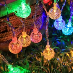 Christmas Crystal Ball Bubble Fairy String Lights 5m 50LEDs Battery Powered Garland Lights Christmas Tree New Year Party Home Garden Balcony Pendant Outdoor Camping Wedding Holiday Decoration