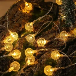 Christmas Crystal Ball Bubble Fairy String Lights 5m 50LEDs Battery Powered Garland Lights Christmas Tree New Year Party Home Garden Balcony Pendant Outdoor Camping Wedding Holiday Decoration