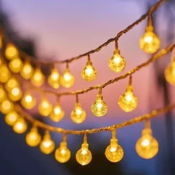 Christmas Crystal Ball Bubble Fairy String Lights 5m 50LEDs Battery Powered Garland Lights Christmas Tree New Year Party Home Garden Balcony Pendant Outdoor Camping Wedding Holiday Decoration