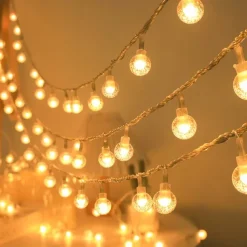 Christmas Crystal Ball Bubble Fairy String Lights 5m 50LEDs Battery Powered Garland Lights Christmas Tree New Year Party Home Garden Balcony Pendant Outdoor Camping Wedding Holiday Decoration