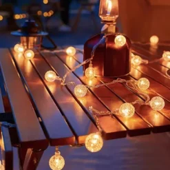 Christmas Crystal Ball Bubble Fairy String Lights 5m 50LEDs Battery Powered Garland Lights Christmas Tree New Year Party Home Garden Balcony Pendant Outdoor Camping Wedding Holiday Decoration