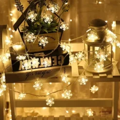 Christmas Decor Lights Snowflake Fairy String Lights Battery / USB Powered 10/20/40 LED Christmas New Year Party Holiday Home Garden Balcony Tree Decoration
