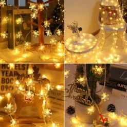 Christmas Decor Lights Snowflake Fairy String Lights Battery / USB Powered 10/20/40 LED Christmas New Year Party Holiday Home Garden Balcony Tree Decoration