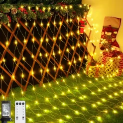 Christmas Decorative Net Light Low Voltage Safety Plug 8 Function Remote Control Wedding Holiday Halloween Indoor and Outdoor Decoration 6 * 4m 672Led/3 * 2m 192Led/1.5 * 1.5m-96Led