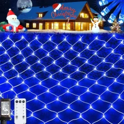 Christmas Decorative Net Light Low Voltage Safety Plug 8 Function Remote Control Wedding Holiday Halloween Indoor and Outdoor Decoration 6 * 4m 672Led/3 * 2m 192Led/1.5 * 1.5m-96Led