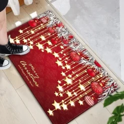 Christmas Doormat Holiday Door Mat Winter Christmas Deer Indoor/Outdoor Welcome Mat Floor Door Mat for Home Decoration Red Christmas Rug Entryway Front Porch Farmhouse Decor