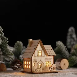 Christmas LED Light Wooden House Luminous Luxury bungalow Christmas Decorations Home Decor Fairy Night Lamp Pendant Kids Gift 1PC