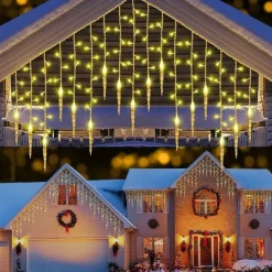 Christmas Light Led Curtain Icicle Fairy String Lights 3.5M 96Led Flexible Xmas Light For Yard Garden Party Patio Decor Colorful Lighting EU US AU UK Plug