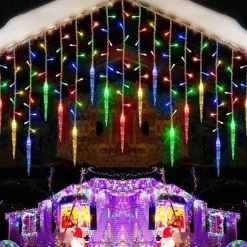 Christmas Light Led Curtain Icicle Fairy String Lights 3.5M 96Led Flexible Xmas Light For Yard Garden Party Patio Decor Colorful Lighting EU US AU UK Plug