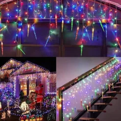 Christmas Light Led Curtain Icicle Fairy String Lights 3.5M 96Led Flexible Xmas Light For Yard Garden Party Patio Decor Colorful Lighting EU US AU UK Plug