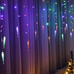 Christmas Light Led Curtain Icicle Fairy String Lights 3.5M 96Led Flexible Xmas Light For Yard Garden Party Patio Decor Colorful Lighting EU US AU UK Plug
