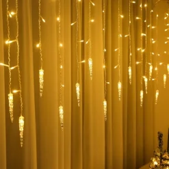 Christmas Light Led Curtain Icicle Fairy String Lights 3.5M 96Led Flexible Xmas Light For Yard Garden Party Patio Decor Colorful Lighting EU US AU UK Plug