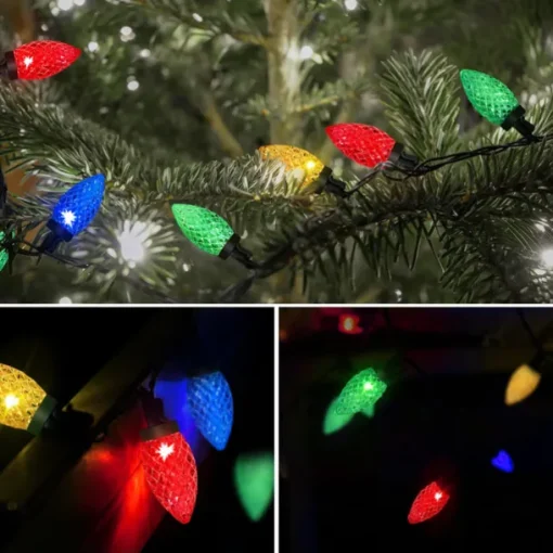 Christmas Lights 16.4 Ft 50 LED C6 Christmas Lights 5M with Timing Function Waterproof and Connectable Plug for Home Party Garden Decor Outdoor Christmas Decorations