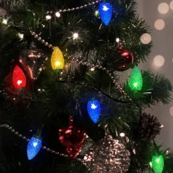 Christmas Lights 16.4 Ft 50 LED C6 Christmas Lights 5M with Timing Function Waterproof and Connectable Plug for Home Party Garden Decor Outdoor Christmas Decorations