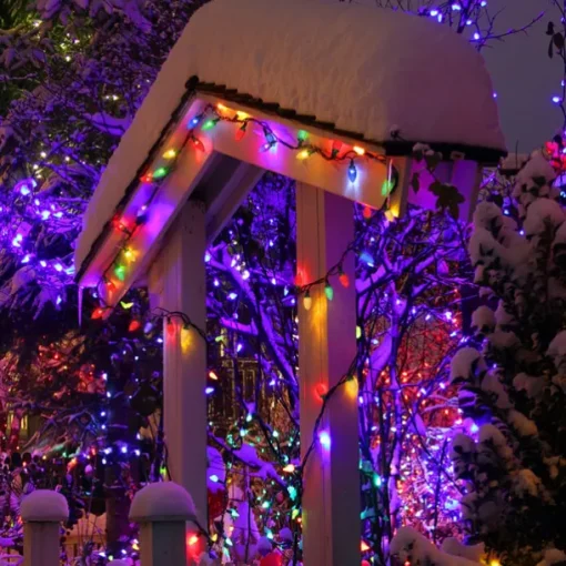 Christmas Lights 16.4 Ft 50 LED C6 Christmas Lights 5M with Timing Function Waterproof and Connectable Plug for Home Party Garden Decor Outdoor Christmas Decorations