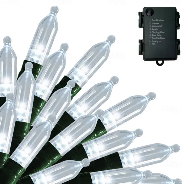 Christmas Lights Battery Operated String Lights 18ft 50 LED 8 Modes LED Mini Lights with Timer for Christmas Tree Wreath Party Home Indoor Outdoor Decor Waterproof Warm White/white