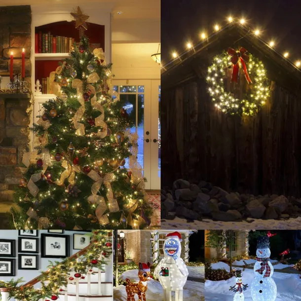 Christmas Lights Battery Operated String Lights 18ft 50 LED 8 Modes LED Mini Lights with Timer for Christmas Tree Wreath Party Home Indoor Outdoor Decor Waterproof Warm White/white