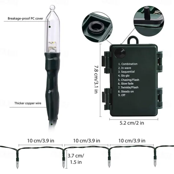 Christmas Lights Battery Operated String Lights 18ft 50 LED 8 Modes LED Mini Lights with Timer for Christmas Tree Wreath Party Home Indoor Outdoor Decor Waterproof Warm White/white