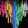 Christmas Lights Outdoor Meteor Shower Lights Falling Star Lights 30cm/50cm/80cm 8 Tubes LED Icicle Snow Lights Raindrop Lights for Xmas Tree Halloween Holiday Party Decoration