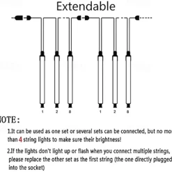 Christmas Lights Outdoor Meteor Shower Lights Falling Star Lights 30cm/50cm/80cm 8 Tubes LED Icicle Snow Lights Raindrop Lights for Xmas Tree Halloween Holiday Party Decoration