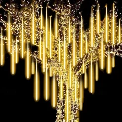 Christmas Lights Outdoor Meteor Shower Lights Falling Star Lights 30cm/50cm/80cm 8 Tubes LED Icicle Snow Lights Raindrop Lights for Xmas Tree Halloween Holiday Party Decoration