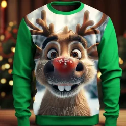 Christmas Men's 3D Print 3D 3D Cartoon Sweatshirts Sweatshirt Sweatshirt Long Sleeve Sweatshirt Crew Neck 3D Funny 3D Print Christmas Vacation Party Crewneck 3D Print 3D Winter Spring & Fall