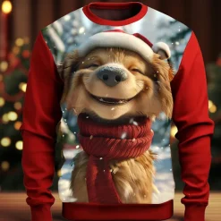 Christmas Men's Dog 3D Print 3D Sweatshirts Sweatshirt Sweatshirt Long Sleeve Sweatshirt Crew Neck 3D Funny 3D Print Christmas Vacation Party Crewneck 3D Print 3D Winter Spring & Fall
