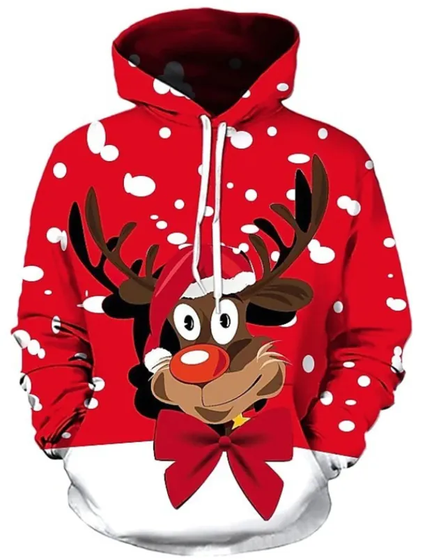 Christmas Men's Santa Claus 3D Hoodies Unisex Pullover Wine Red Custom Print Black White Red Hooded Santa Claus Graphic Prints Print Daily Sports 3D Print Designer Casual Big and Tall Spring & Fall