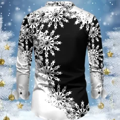 Christmas Men's Snowflake Satin Shirt Dress Shirt Button Up Shirt Long Sleeve Casual Vacation Party Evening Wear Dailywear Summer Spring Fall Collared Shirts 3D Print Yellow Red Blue Purple Green