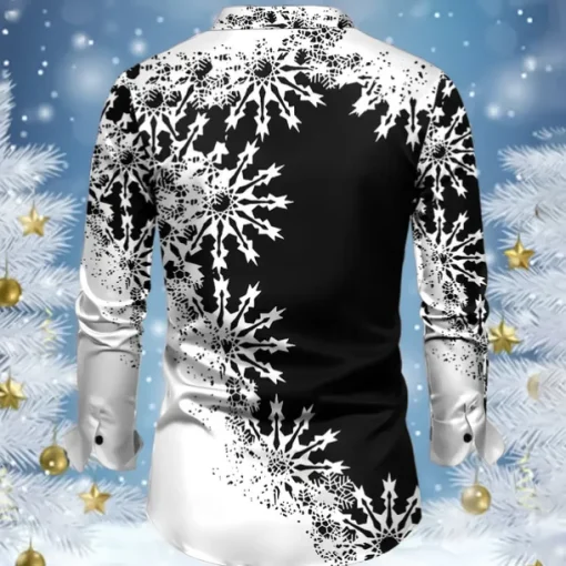 Christmas Men's Snowflake Satin Shirt Dress Shirt Button Up Shirt Long Sleeve Casual Vacation Party Evening Wear Dailywear Summer Spring Fall Collared Shirts 3D Print Yellow Red Blue Purple Green