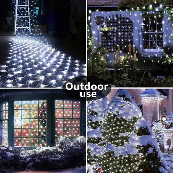 Christmas Net Lights Connectable 6M*4M 720 LED 8 Modes Low Voltage Mesh Fairy String Lights Net String Christmas Lights for Garden Bushes Wedding Xmas Tree Decorations