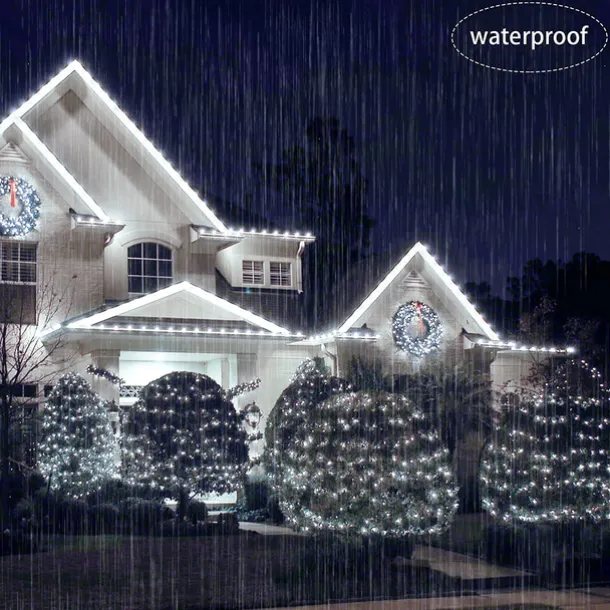 Christmas Net Lights Connectable 6M*4M 720 LED 8 Modes Low Voltage Mesh Fairy String Lights Net String Christmas Lights for Garden Bushes Wedding Xmas Tree Decorations