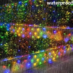 Christmas Net Lights Connectable 6M*4M 720 LED 8 Modes Low Voltage Mesh Fairy String Lights Net String Christmas Lights for Garden Bushes Wedding Xmas Tree Decorations