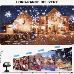 Christmas Snowfall Projector Lights Highlight Dynamic LED Snow Light Projection IP65 Waterproof Snowfall Spotlight Lighting for Xmas Holiday Wedding Party Home Garden Landscape with Remote Control
