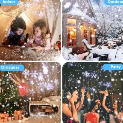 Christmas Snowfall Projector Lights Highlight Dynamic LED Snow Light Projection IP65 Waterproof Snowfall Spotlight Lighting for Xmas Holiday Wedding Party Home Garden Landscape with Remote Control
