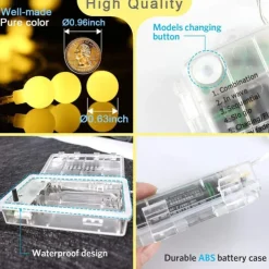 Christmas Star Fairy String Lights Battery Operated 10m 80LED with Remote Control for Indoor Outdoor Home Party Garden Patio Wedding Christmas Tree Hanging Lights Xmas Decoration Lights