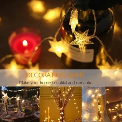 Christmas Star Fairy String Lights Battery Operated 10m 80LED with Remote Control for Indoor Outdoor Home Party Garden Patio Wedding Christmas Tree Hanging Lights Xmas Decoration Lights