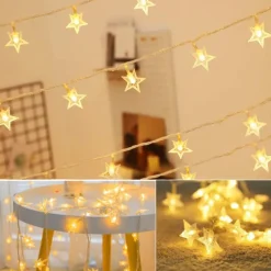 Christmas Star Fairy String Lights Battery Operated 10m 80LED with Remote Control for Indoor Outdoor Home Party Garden Patio Wedding Christmas Tree Hanging Lights Xmas Decoration Lights