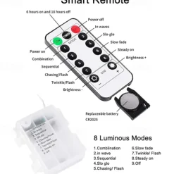 Christmas Star Fairy String Lights Battery Operated 10m 80LED with Remote Control for Indoor Outdoor Home Party Garden Patio Wedding Christmas Tree Hanging Lights Xmas Decoration Lights