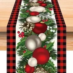 Christmas Table Runner Festive Holiday Table Decor Adds Seasonal Charm to Your Dining or Coffee Table Perfect for Christmas Gatherings and Winter Celebrations