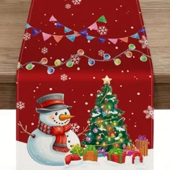 Christmas Table Runner Festive Holiday Table Decor Adds Seasonal Charm to Your Dining or Coffee Table Perfect for Christmas Gatherings and Winter Celebrations