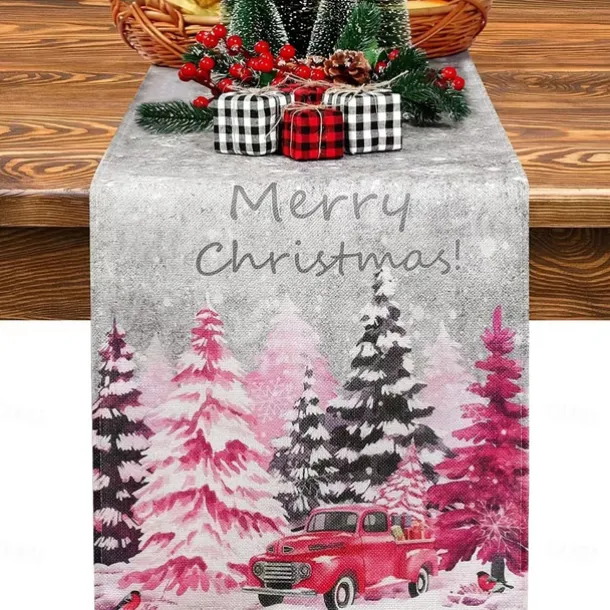 Christmas Table Runner Festive Holiday Table Decor Adds Seasonal Charm to Your Dining or Coffee Table Perfect for Christmas Gatherings and Winter Celebrations