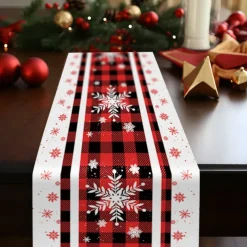 Christmas Table Runner Festive Holiday Table Decor Adds Seasonal Charm to Your Dining or Coffee Table Perfect for Christmas Gatherings and Winter Celebrations
