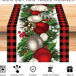 Christmas Table Runner Festive Holiday Table Decor Adds Seasonal Charm to Your Dining or Coffee Table Perfect for Christmas Gatherings and Winter Celebrations